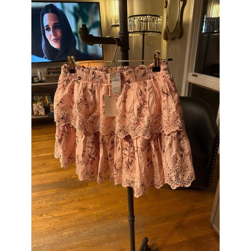 Gap x LoveShackFancy Floral Flippy Skirt in pink multi floral women's M nwt